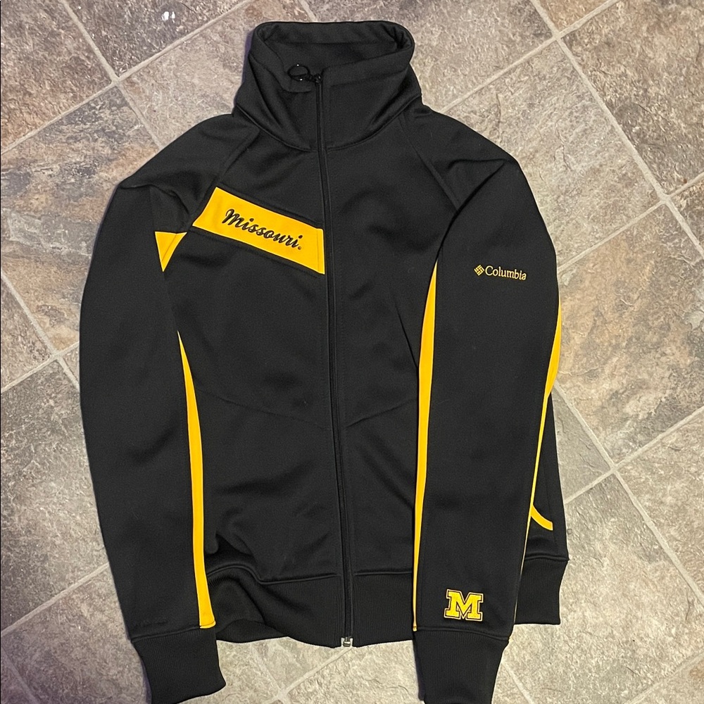 Columbia Black Jacket with Yellow Accents